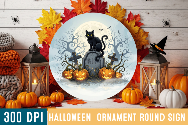 Halloween Round Sign Design PNG Perfect for Spooky Season