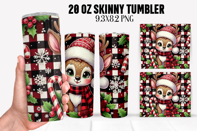Christmas Deer Tumbler Sublimation ,20 oz Tumbler Wrap