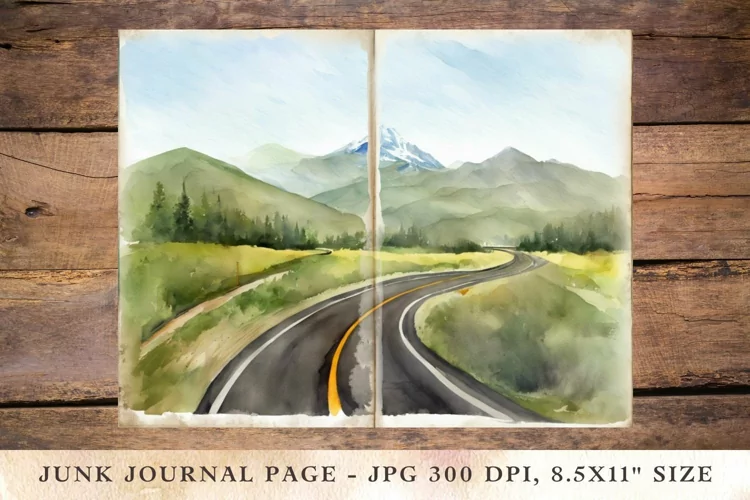 Printable Junk Journal Pages mountain 2