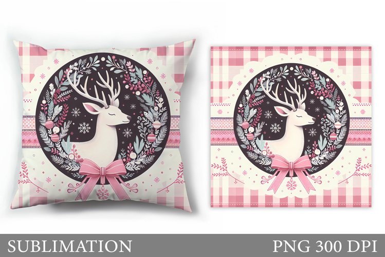 Christmas Deer Pillow Design. Christmas Pillow Sublimation example image 1