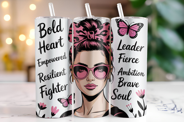 Bold Heart Empowered Tumbler Wrap | Sublimation | Tumblers