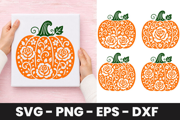 Elegant Rose Pumpkin SVG PNG example image 1