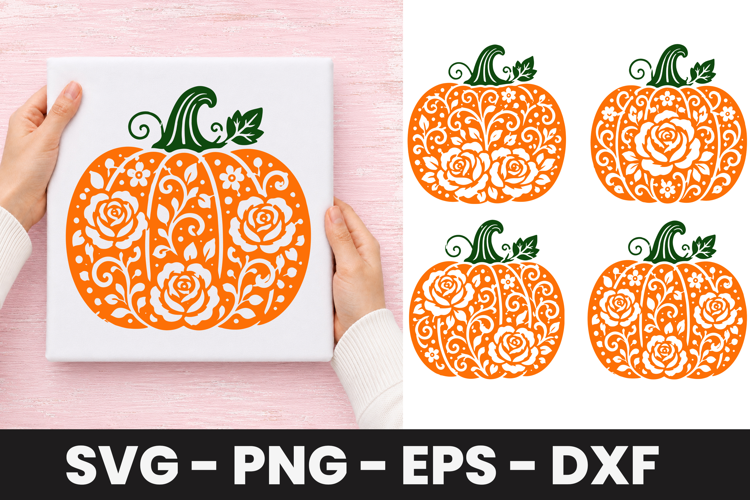 Elegant Rose Pumpkin SVG PNG