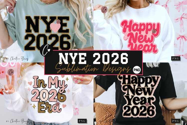 Preppy Girly New Years PNG Faux Latch Hook - 4 Designs