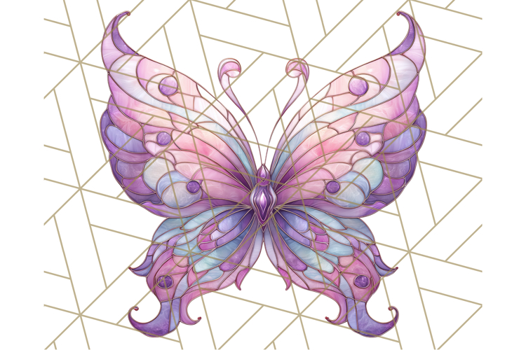 Stained Glass Butterfly PNG Colorful Clipart for Sublimation example image 1