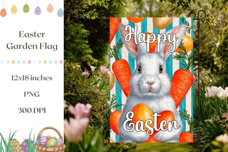 Funny Easter Bunny Garden Flag, Cartoon Carrot PNG
