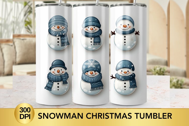 Snowman Christmas Tumbler Wrap Sublimation Designs