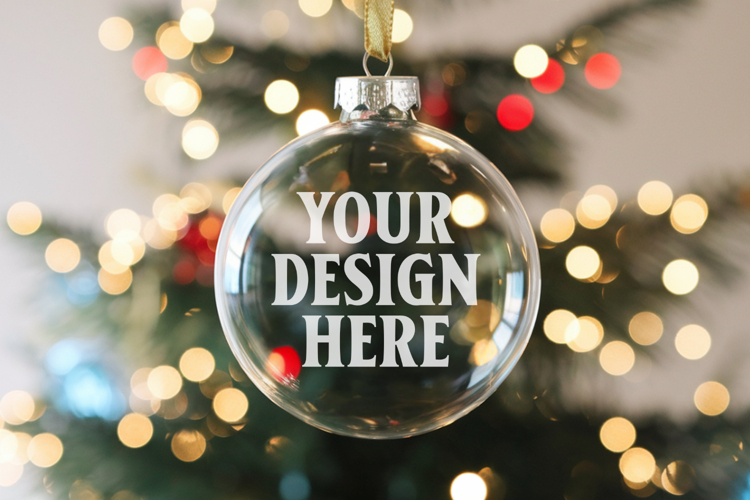 Acrylic Christmas Ornament Mockups | Clear Holiday Ornament