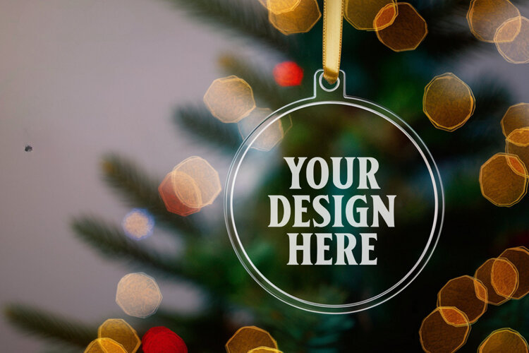 Acrylic Christmas Ornament Mockups | Clear Round Holiday example image 1