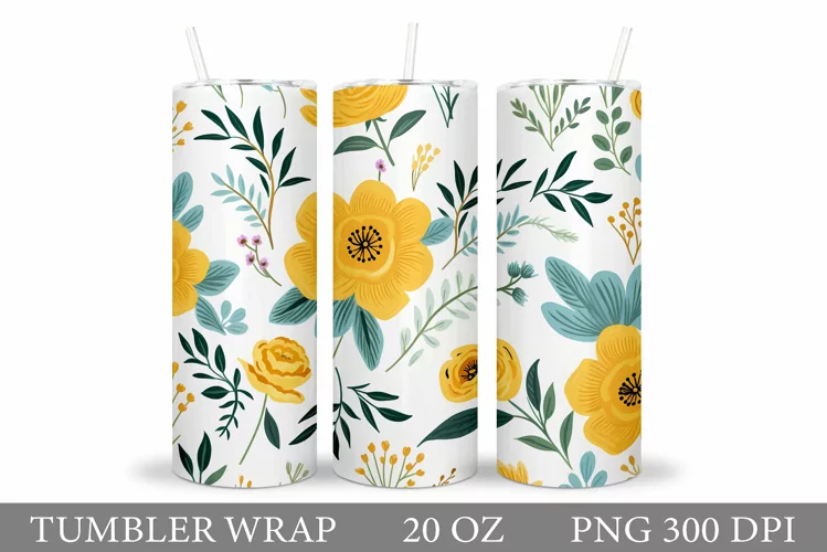 Flowers Tumbler Sublimation. Floral Tumbler Design