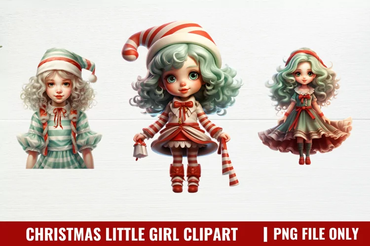 Christmas Little Girl Clipart Sublimation