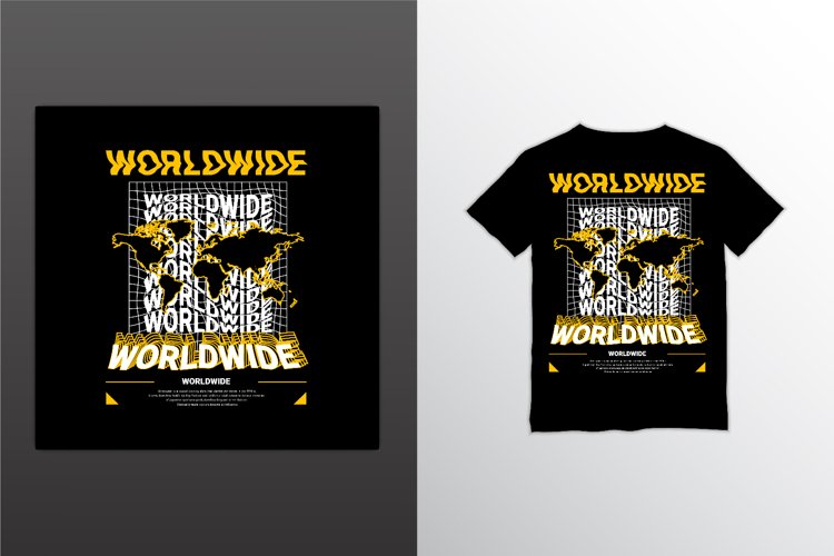 Worldwide writing design, suitable for screen printing