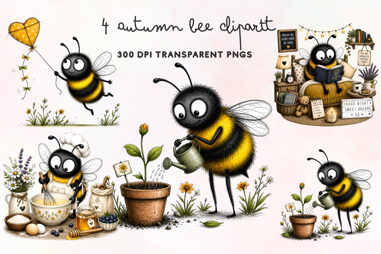 Autumn Bee Clipart PNG