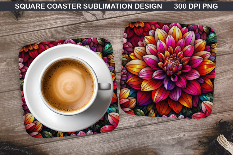Flowers Coaster Sublimation, Summer Flowers Coaster PNG