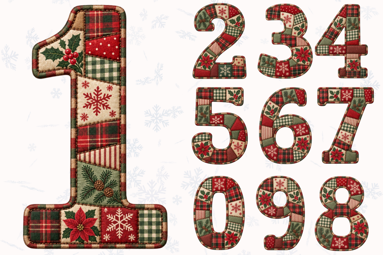 Christmas Patchwork Numbers PNG