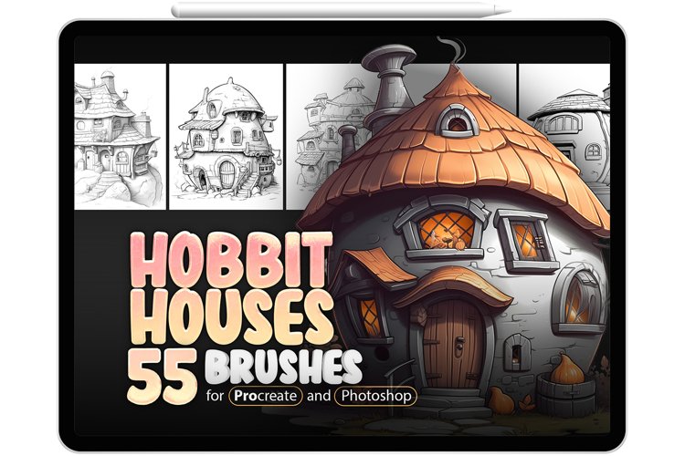 55 Procreate Hobbit Houses Stamp Brushes