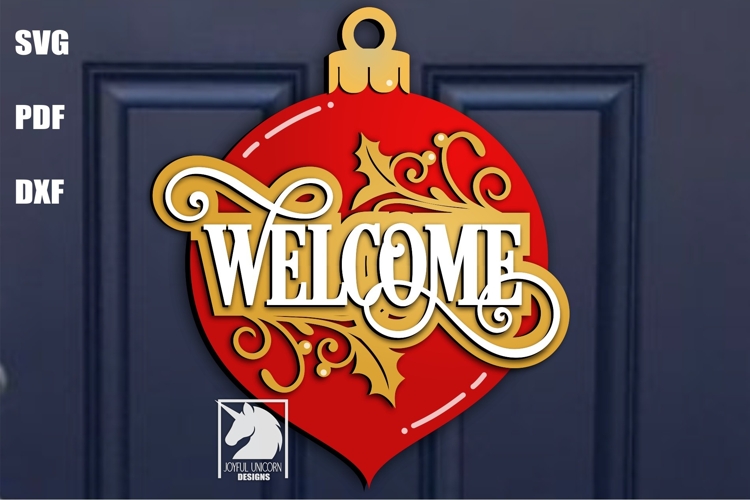 Christmas Ball Welcome Sign SVG | Winter Holiday Sign DXF