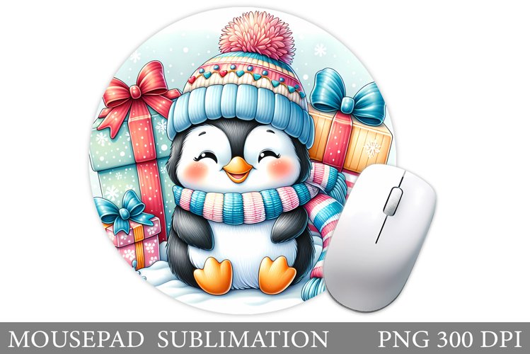 Cute Penguin Mouse Pad. Christmas Mouse Pad Design example image 1