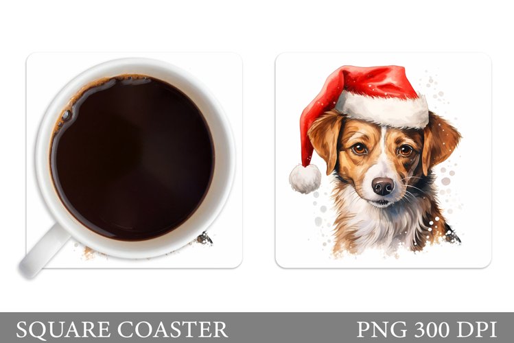 Dog Square Coaster. Christmas Dog Coaster Design