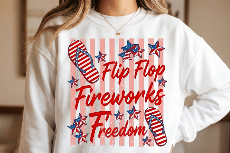 Flip Flop Fireworks Freedom PNG T-Shirt|4th of July PNG Subl