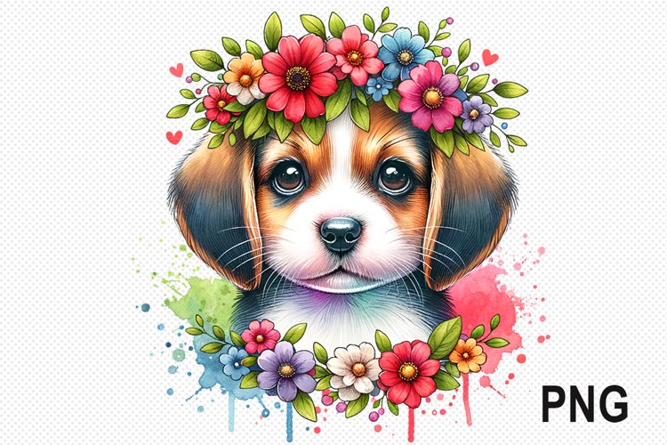 Dog Flowers Sublimation - Dog Flowers Clipart PNG Design