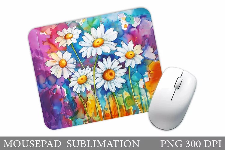 Daisy Flowers Mouse Pad. Flowers Mouse Pad Sublimation