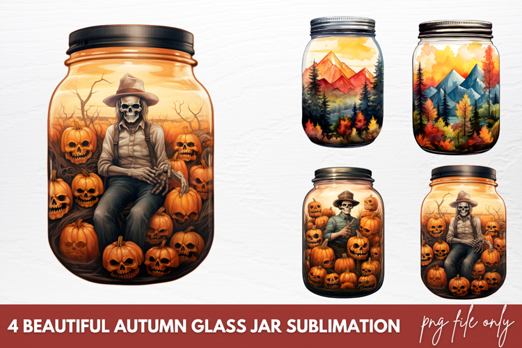 Beautiful Autumn Glass Jar Sublimation