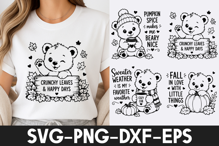 Cute Autumn Bear Quotes SVG PNG