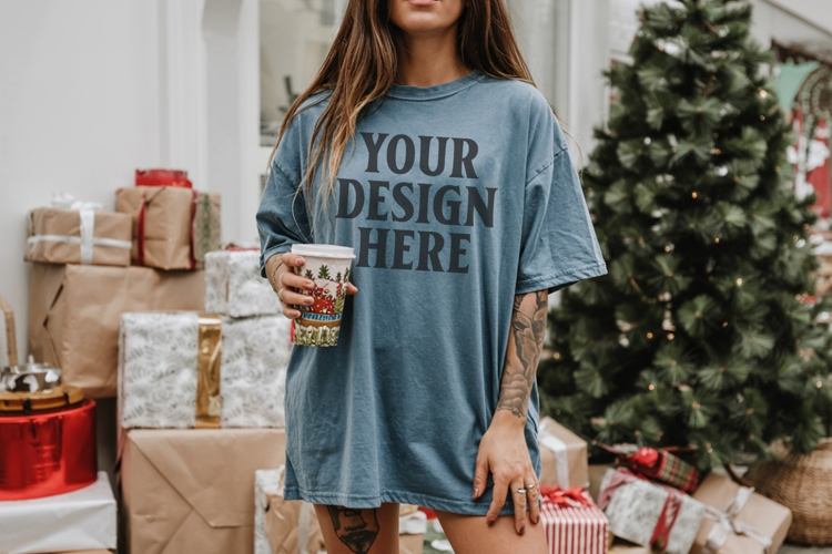 Bay Christmas Comfort Colors 1717 TShirt Mockup,cc1717 mock