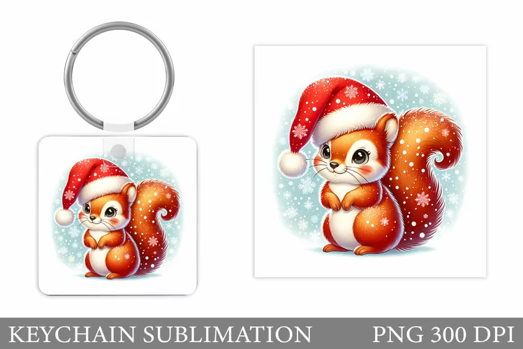 Christmas Squirrel Keychain. Christmas Keychain Design