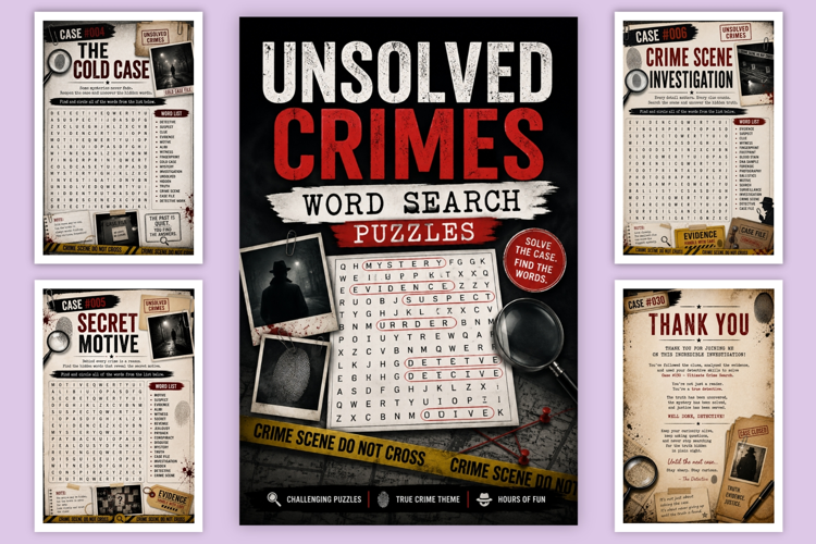 Unsolved Crimes Word Search Puzzles