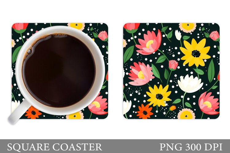 Flowers Coaster Design. Flowers Coaster Sublimation example image 1