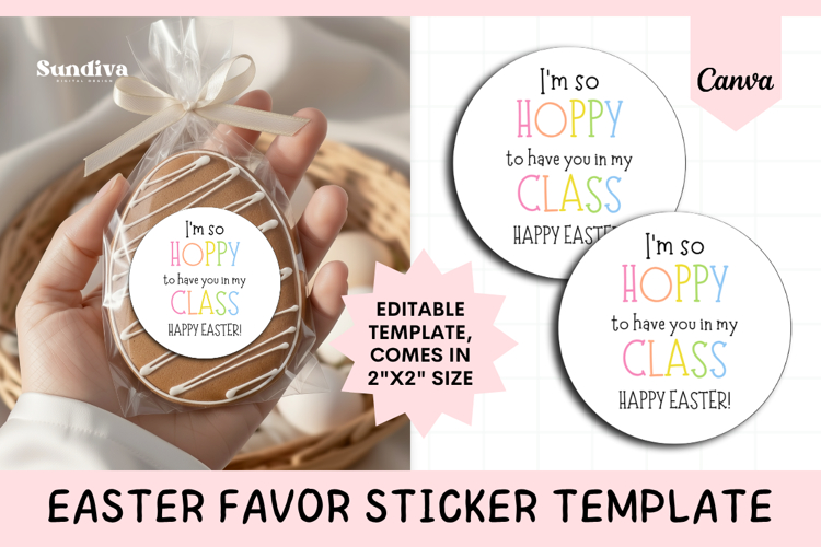 Easter Treat Round Sticker Canva Template - 6