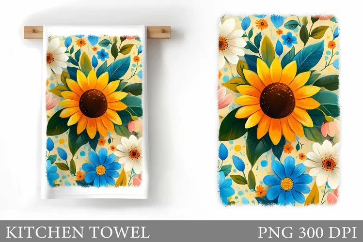 Flowers Kitchen Towel. Wildflowers Kitchen Towel Design