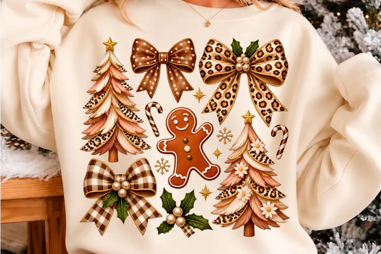 Leopard Christmas Gingerbread T-Shirt Design