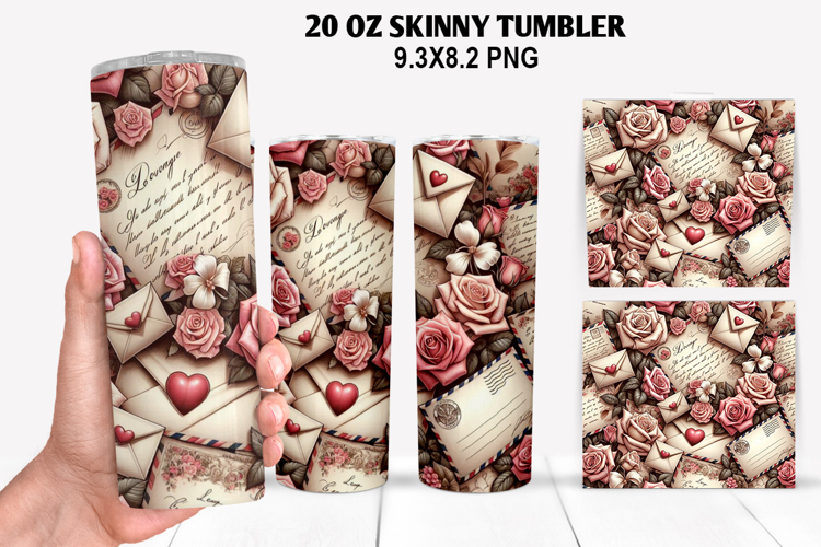 Valentine Skinny Tumbler 20oz Wrap Design, Valentine Tumbler