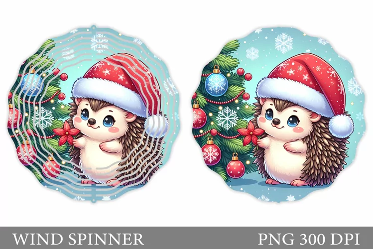 Christmas Hedgehog Wind Spinner. Christmas Wind Spinner