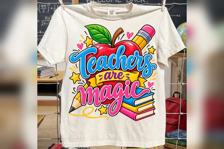 Teachers Are Magic PNG, Colorful Teacher Apple Design