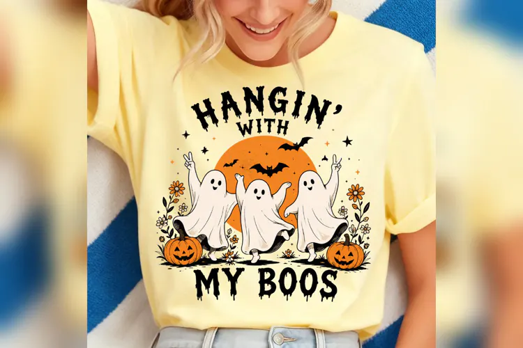 Hangin With My Boos PNG, Cute Halloween Ghosts PNG, Spooky