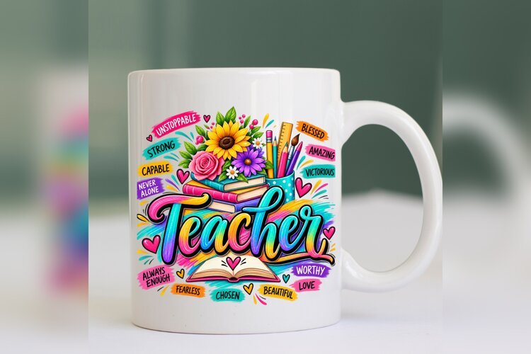 Teacher PNG, Colorful Teacher Affirmation Design, Teacher example image 1