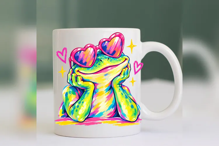 Colorful Frog Heart Glasses PNG, Cute Funky Frog Lover Desig