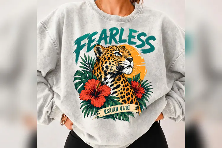 Fearless Leopard PNG, Isaiah 41:10 Christian PNG, Tropical