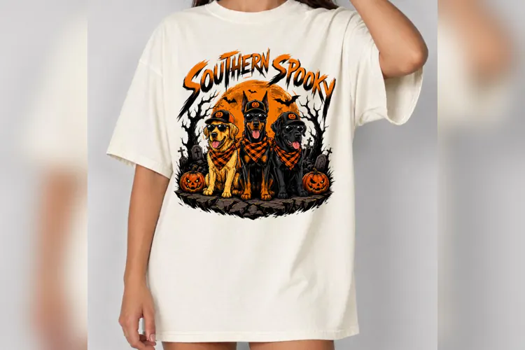 Southern Spooky Halloween Dogs PNG, Pumpkin Dog Trio Shirt