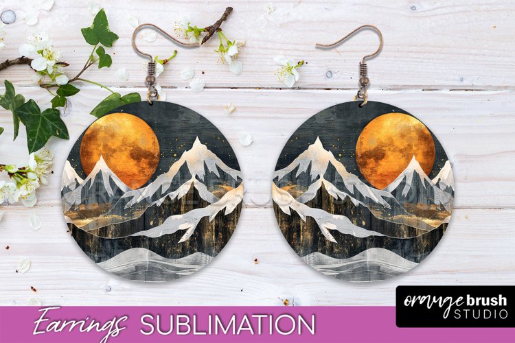 Boho Landscape Round Earring Sublimation, Minimalist Earring