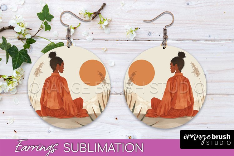 Boho Landscape Round Earring Sublimation, Minimalist Earring