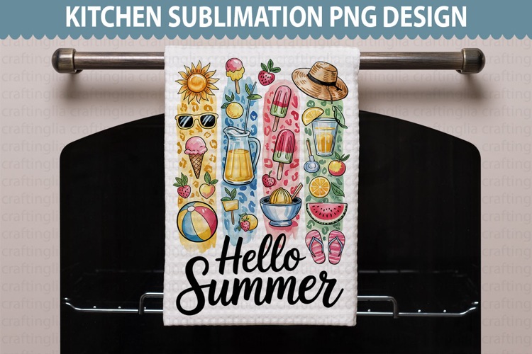 Summer Kitchen Towel Design - Summer Sublimation PNG