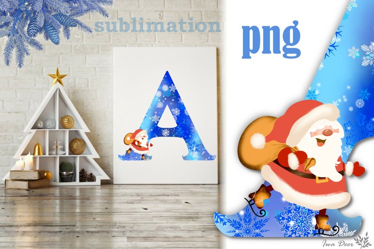 Christmas Letter A alphabet sublimation png