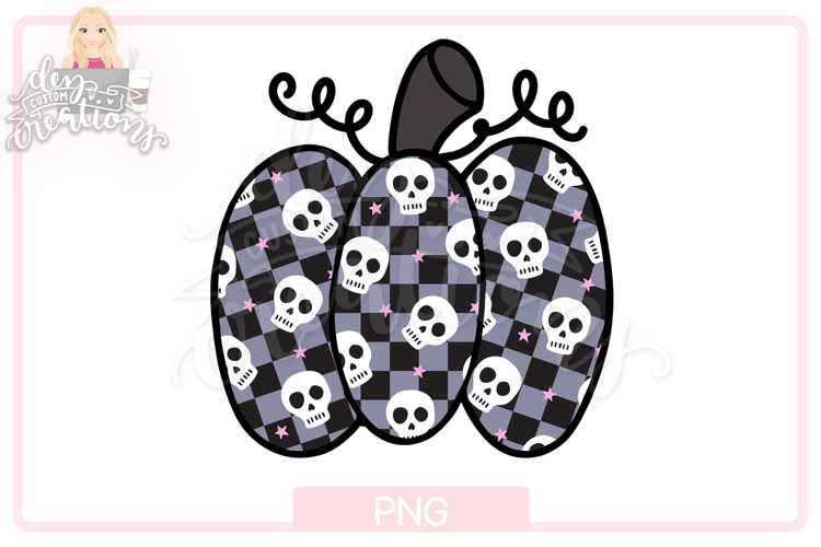 Halloween PNG: Black Pumpkin with skulls