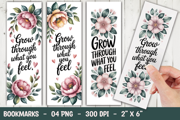 Growth Quote Floral Bookmark Sublimation
