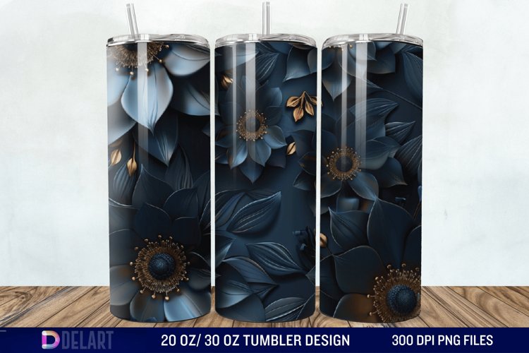 3d Dark floral Tumbler Wrap example image 1